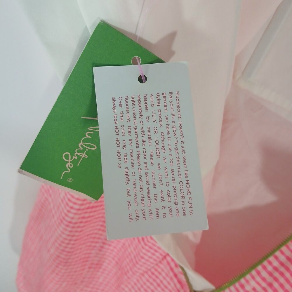 Lilly Pulitzer Lowe Dress 8 Fiesta Pink Gingham Peplum NWT Preppy Coastal Resort - Picture 10 of 14